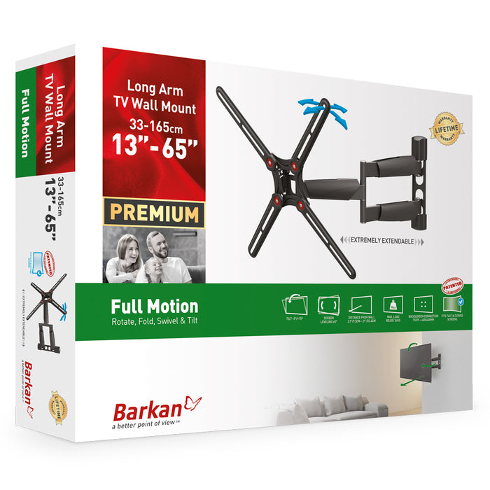 Super long TV Wall Bracket | 13" - 65" | Barkan Mounts