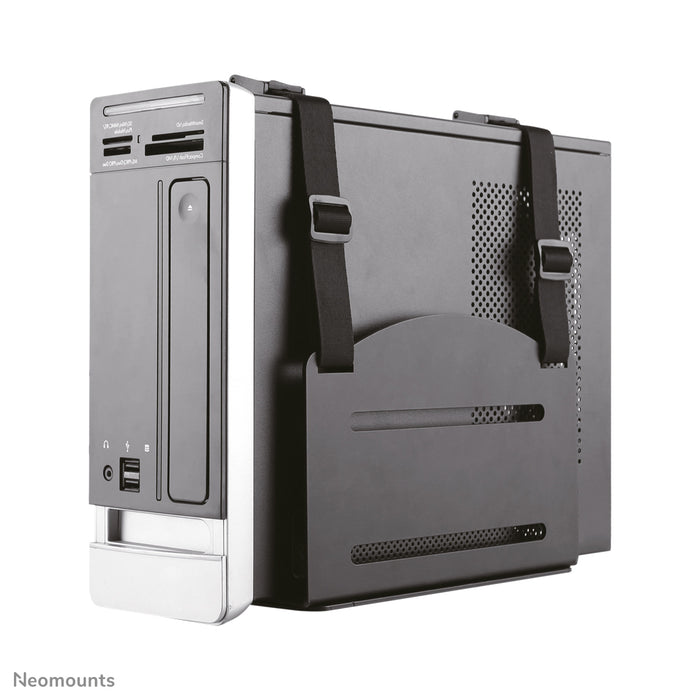 CPU-W100BLACK is a bracket that allows you to mount a PC or thin client to a wall.