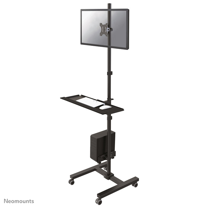 FPMA-MOBILE1700 is a mobile workstation for a monitor (max. 32 inches/81 cm), PC, keyboard and mouse.