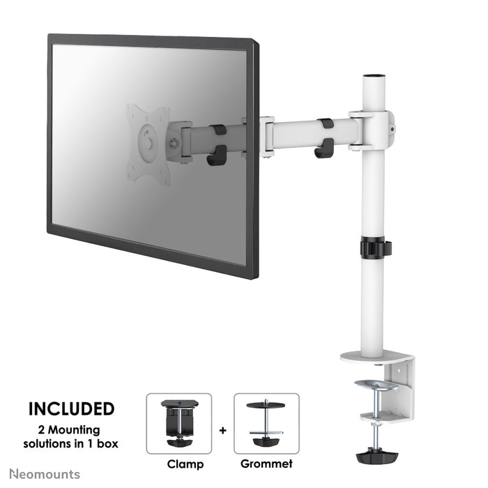 NM-D135WHITE is a desk support with 3 pivot points for flat screens up to 30 inches (76 cm).