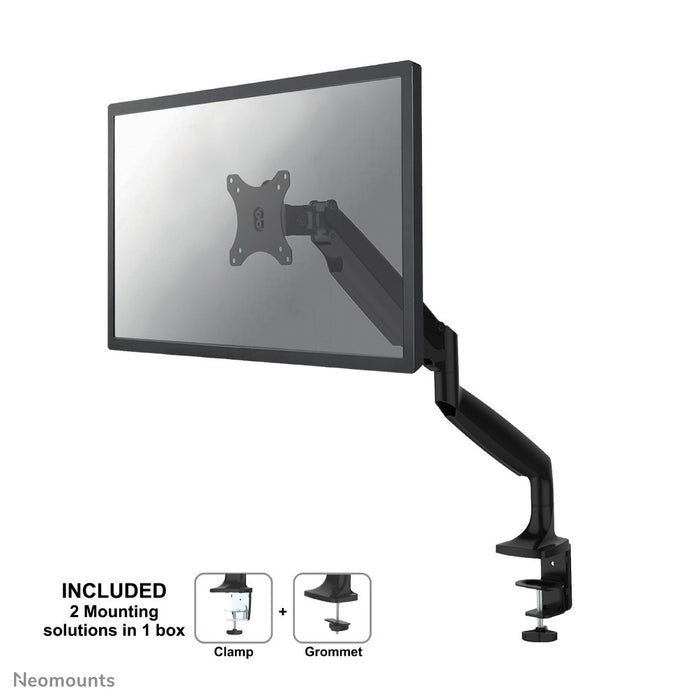 NM-D750BLACK is a desk support with gas spring for flat screens up to 32 inches (82 cm).