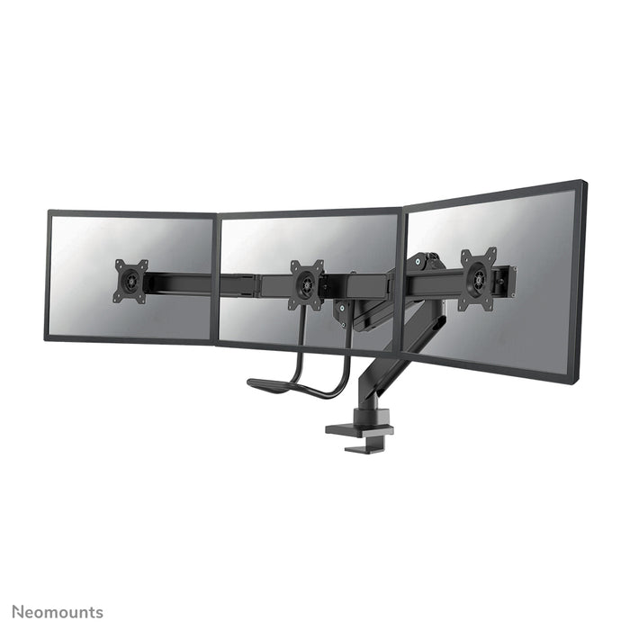 NM-D775DX3BLACK is a gas-suspended desk support with crossbar and lever for flat screens up to 27 inches (68.6 cm).