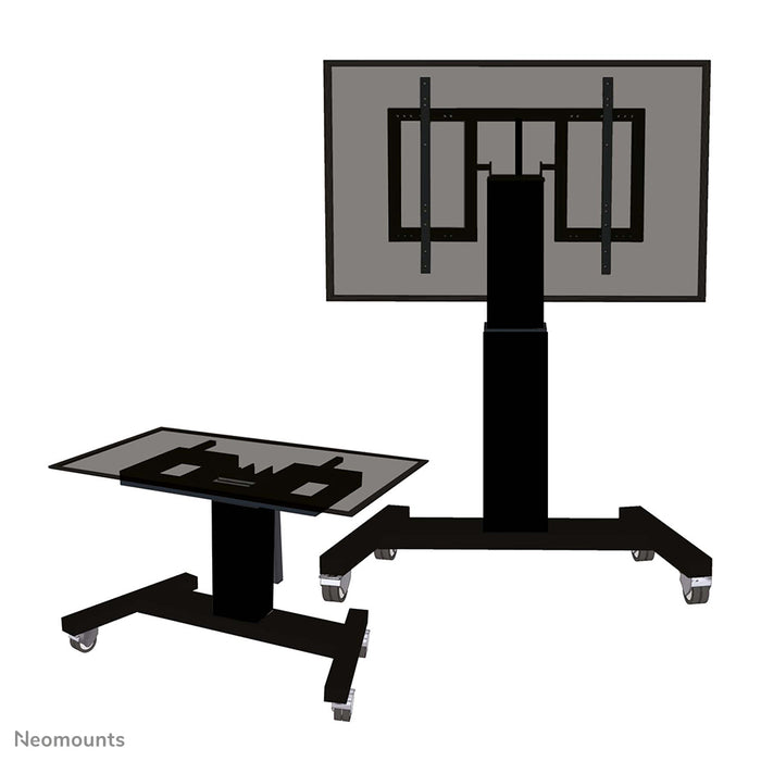 PLASMA-M2500TBLACK is an electrically height-adjustable trolley with a 90 degree tilt function for flat screens up to 100 inches.