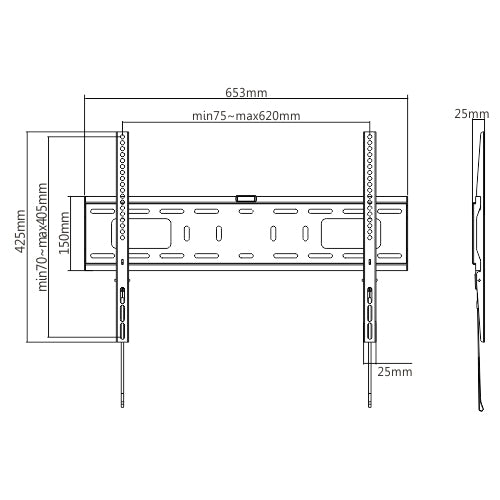 Very sturdy wall bracket for screens up to 90 inches