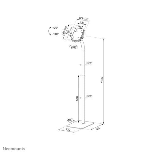 Neomounts by Newstar tablet floor support up to 11 inches Black
