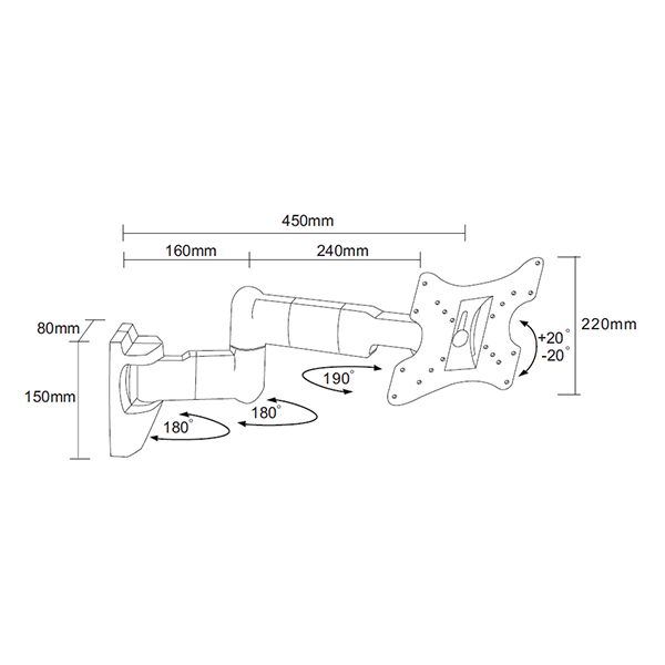 2nd chance Compact TV wall mount for screens up to 32" Rotatable and tiltable