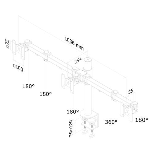 Neomounts FPMA-D960D3 Triple monitor arm