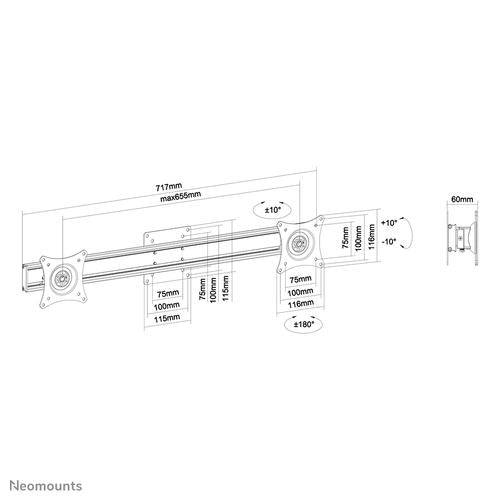 Neomounts by Newstar dual crossbar bracket extension