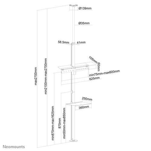 Neomounts FPMA-CF200 zilver Floor to Ceiling Mount