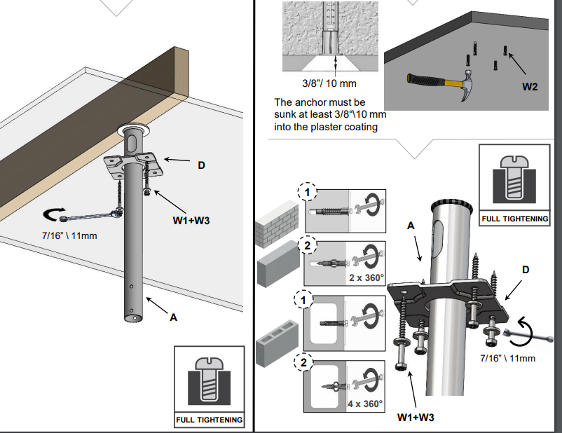 White Ceiling Bracket 29"-65" | Highest adjustable | Rotatable and tiltable