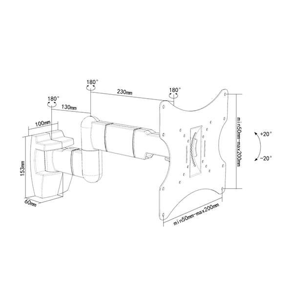 Universal wall bracket up to 32" Rotatable and tiltable