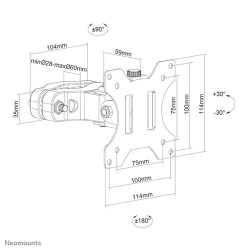 Neomounts by Newstar TV pole support max 60mm