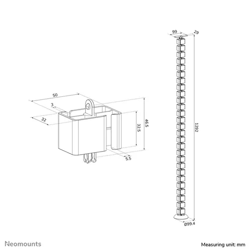 Neomounts ADS06-130BL Cable guide with screw mount – black