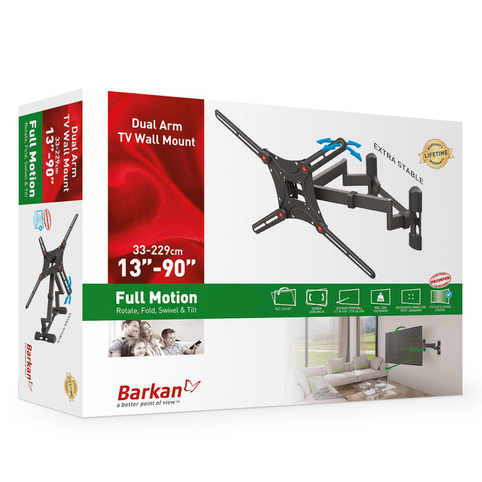 Sturdy TV wall bracket for the corner | 13" - 90" | Barkan Mounts