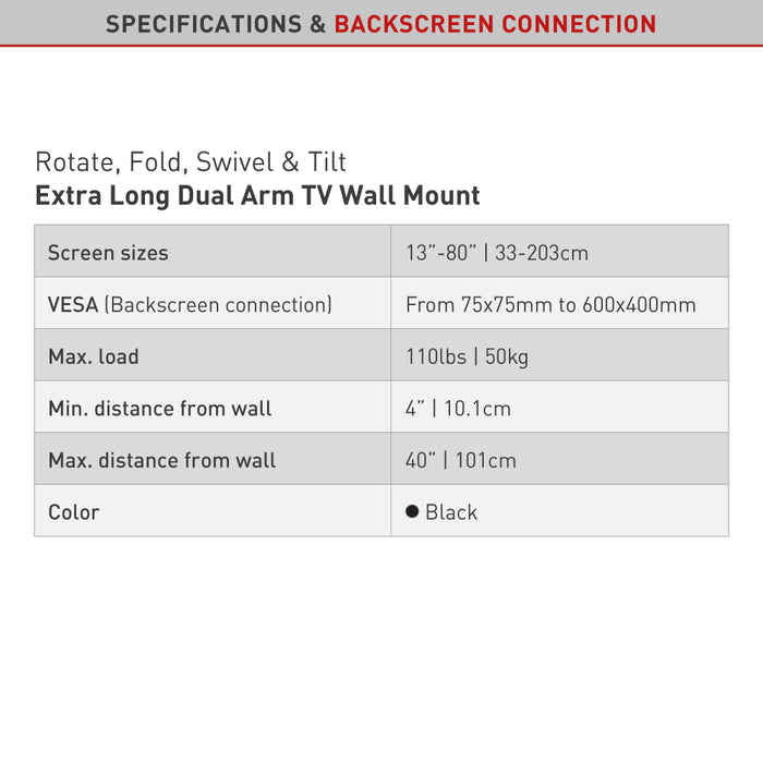 Huge TV Bracket | 1 Meter | 13"-80" | Barkan Mounts