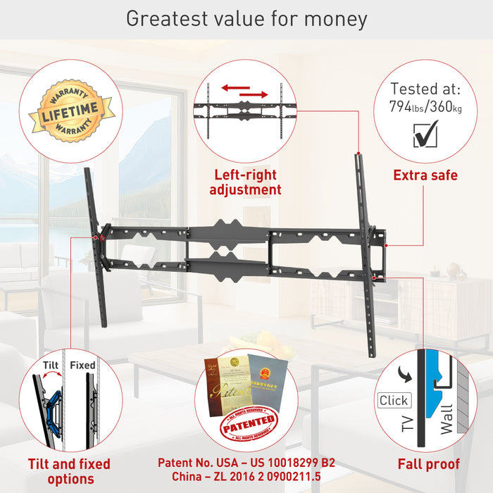 Barkan BM510 TV Wall Mount 55–115 inch – Tilting – Up to 120 kg