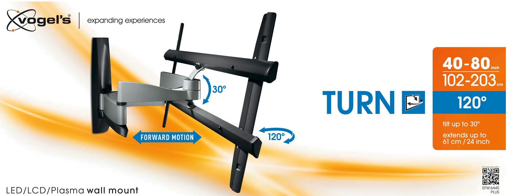 EFW 6445 PLUS Swivel TV wall bracket Silver