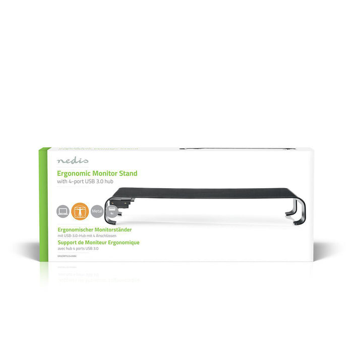 Ergonomic Multifunctional Stand | USB 3.0 Hub | 4-Port | Black