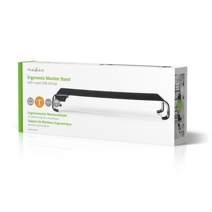 Ergonomic Multifunctional Stand | USB 3.0 Hub | 4-Port | Black