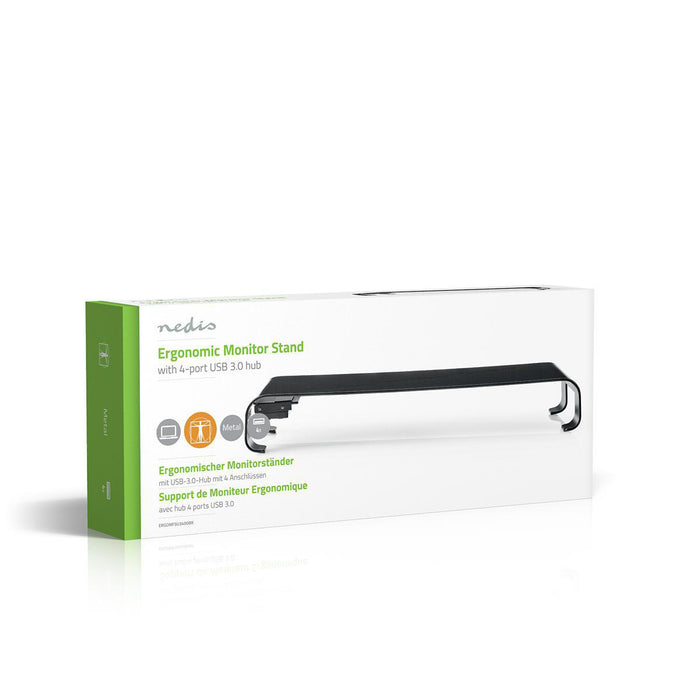 Ergonomic Multifunctional Stand | USB 3.0 Hub | 4-Port | Black