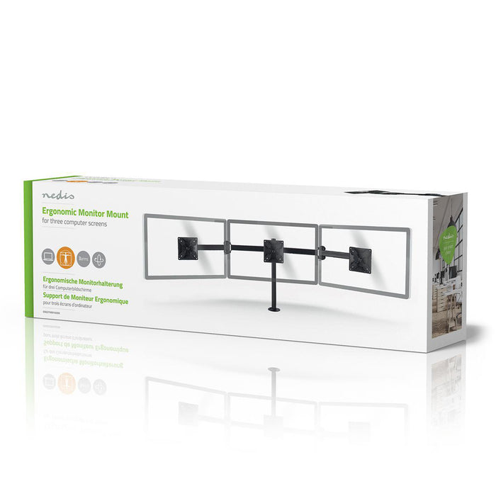 Ergonomic Monitor Bracket | Three Monitor Arms | Rotatable and tiltable | Black
