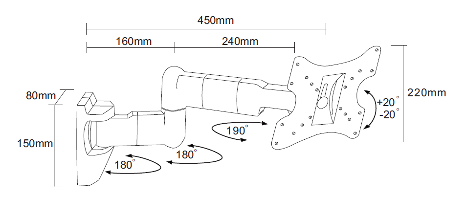 Wolff Mount TV muurbeugel 3 draaipunten tot 32 inch |Universeel |Compact |Budget |VESA 200x200