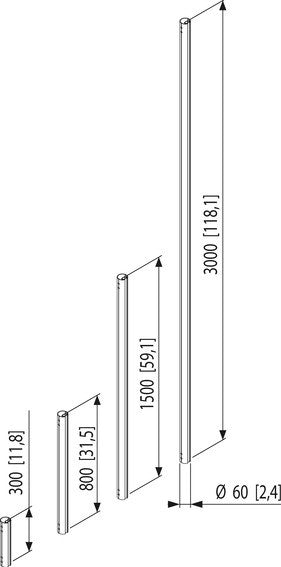 Vogel's ceiling tube 80 cm silver