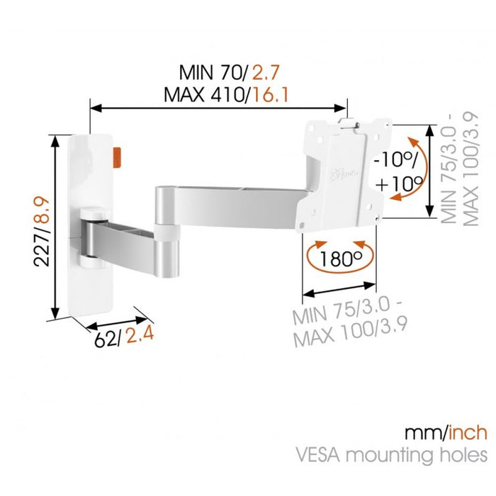 Vogels WALL 2045 rotating wall bracket white up to 26 inches