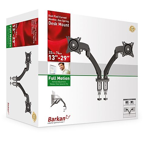 Double monitor arm with desk mounting