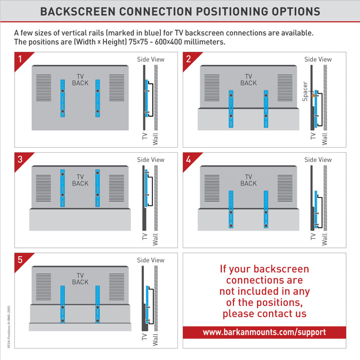 Plaster wall bracket for screens up to 75 inches 