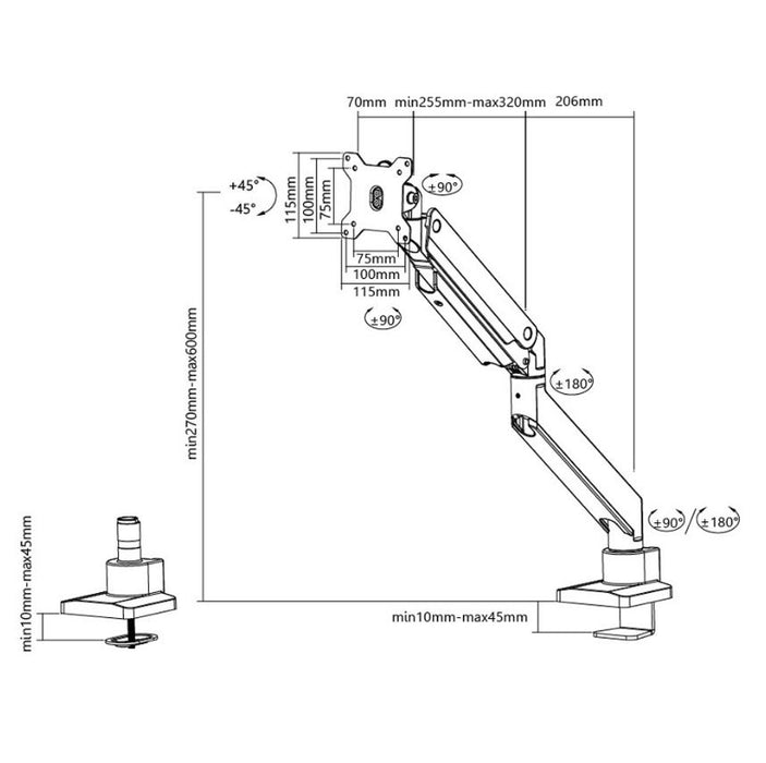 NeoMounts desk support for curved monitors up to 49"