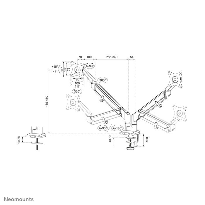 DS70-810BL2 full motion monitor desk mount for 17-32 inch screens - Black