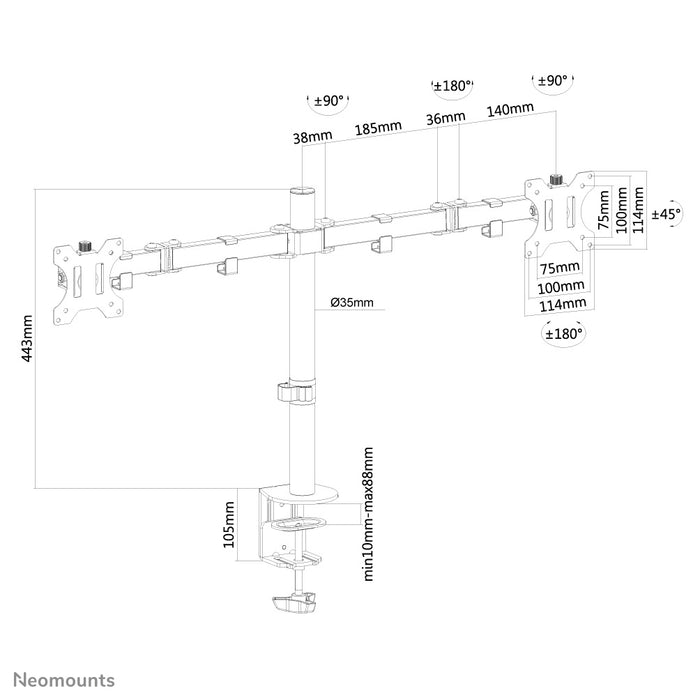 FPMA-D550DBLACK is a desk support for 2 flat screens up to 32 inches - Black