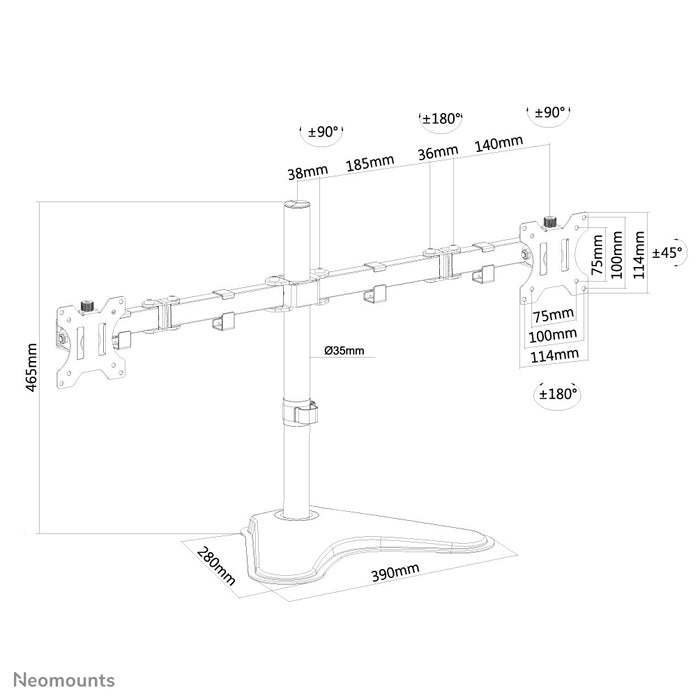 FPMA-D550DDBLACK is a desk support for 2 flat screens up to 32 inches.
