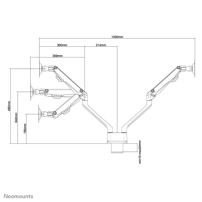 FPMA-D750DWHITE is a desk support with gas spring for flat screens up to 32 inches (81 cm).