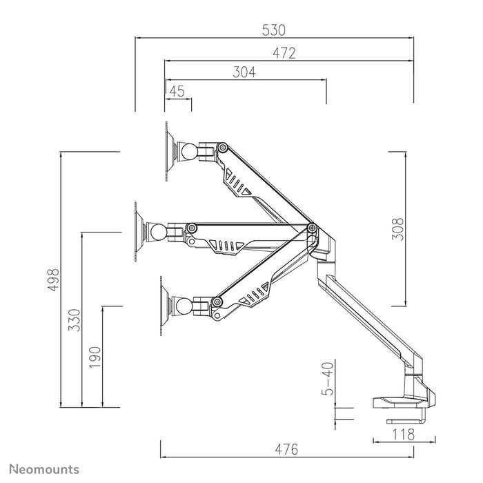 FPMA-D750WHITE2 is a desk support with gas spring for flat screens up to 32 inches (81 cm).