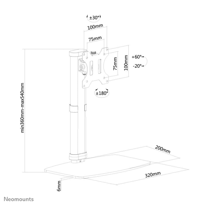 FPMA-D890WHITE is a desk support for flat screens up to 30 inches (76 cm).