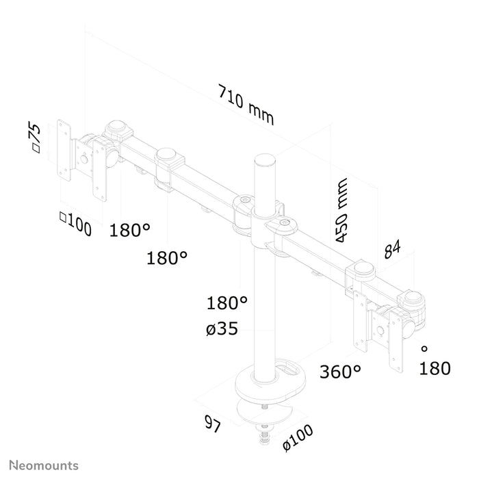 FPMA-D960DG is a desk support for 2 flat screens up to 27 inches (69 cm).