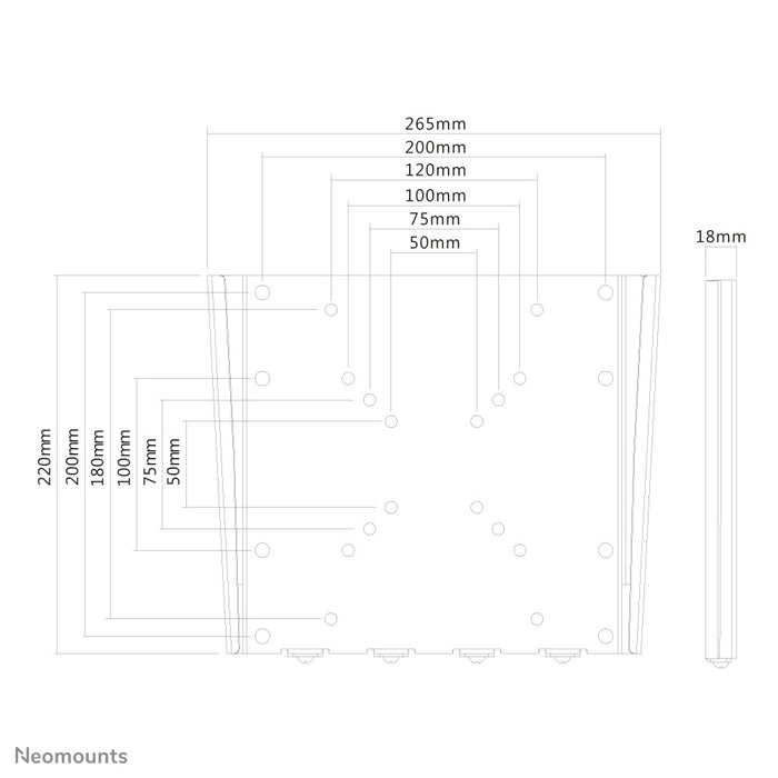 FPMA-W110BLACK is a flat wall mount for flat screens up to 40 inches (102 cm).