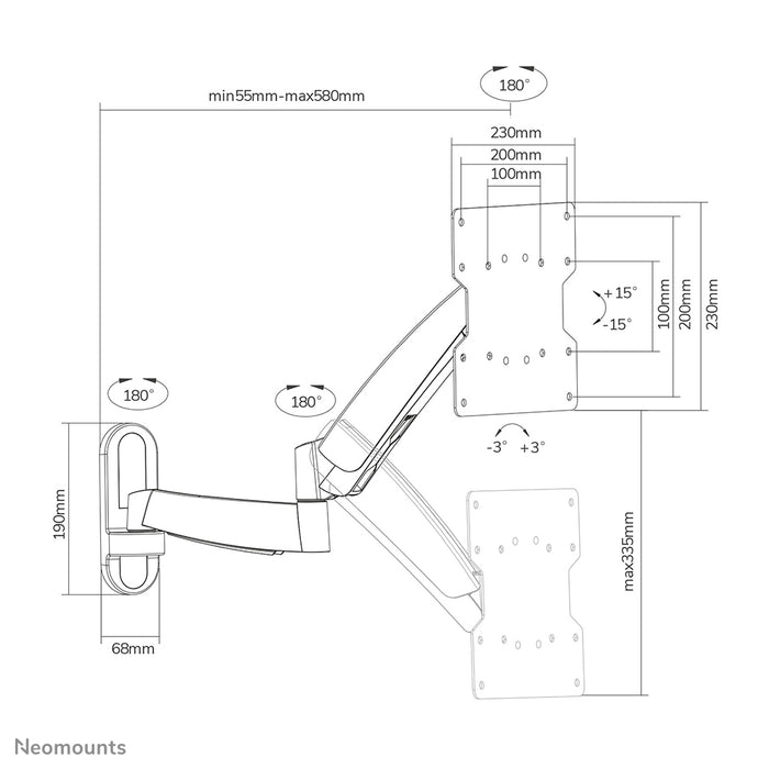 FPMA-W950 is a wall mount with 3 pivot points for flat screens up to 40 inches (102 cm).