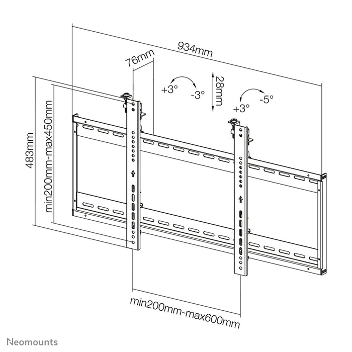 LED-VW500BLACK is a flat video wall wall mount for screens up to 75 inches (191 cm).