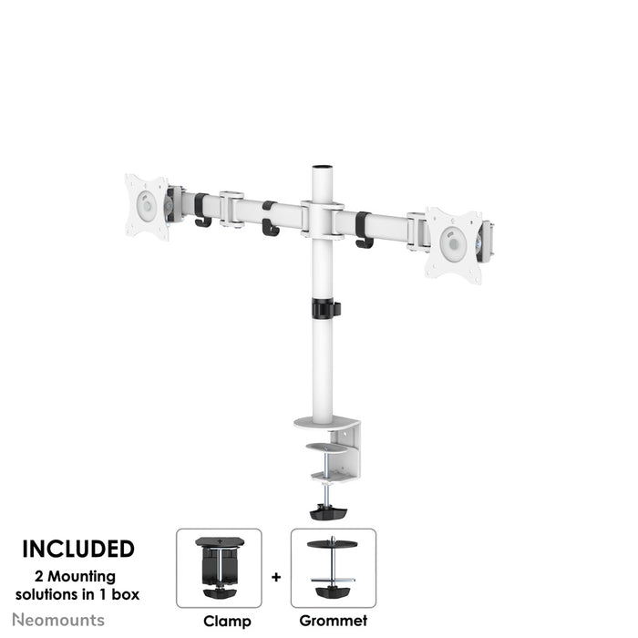 NM-D135DWHITE is a desk support for 2 flat screens up to 27 inches (69 cm).