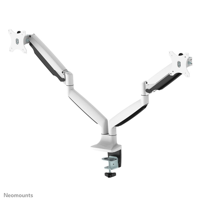 NM-D750DWHITE is a gas-suspended desk support for two flat screens up to 32 inches (82 cm).