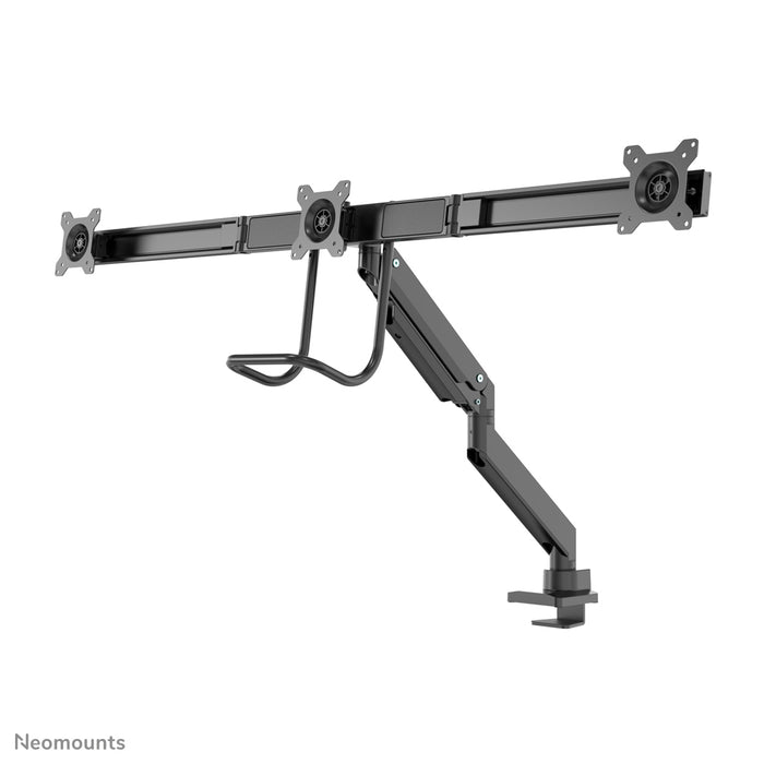 NM-D775DX3BLACK is a gas-suspended desk support with crossbar and lever for flat screens up to 27 inches (68.6 cm).