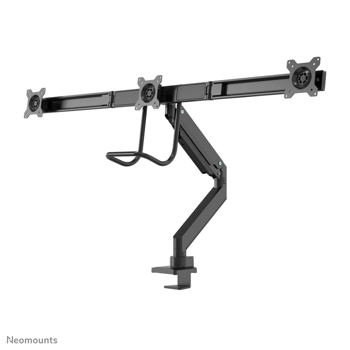 NM-D775DX3BLACK is a gas-suspended desk support with crossbar and lever for flat screens up to 27 inches (68.6 cm).