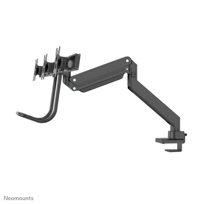 NM-D775DX3BLACK is a gas-suspended desk support with crossbar and lever for flat screens up to 27 inches (68.6 cm).