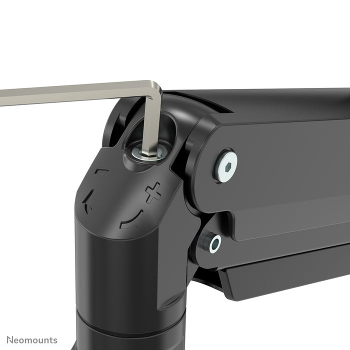 NM-D775DX3BLACK is a gas-suspended desk support with crossbar and lever for flat screens up to 27 inches (68.6 cm).