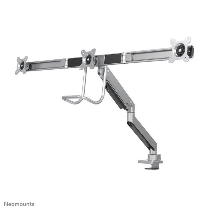 NM-D775DX3SILVER is a gas-suspended desk support with crossbar and lever for flat screens up to 27 inches (68.6 cm).