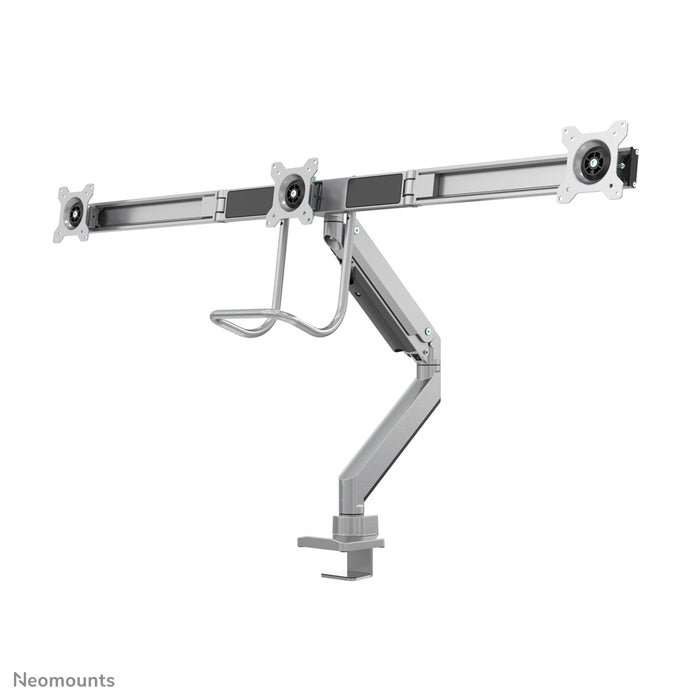 NM-D775DX3SILVER is a gas-suspended desk support with crossbar and lever for flat screens up to 27 inches (68.6 cm).