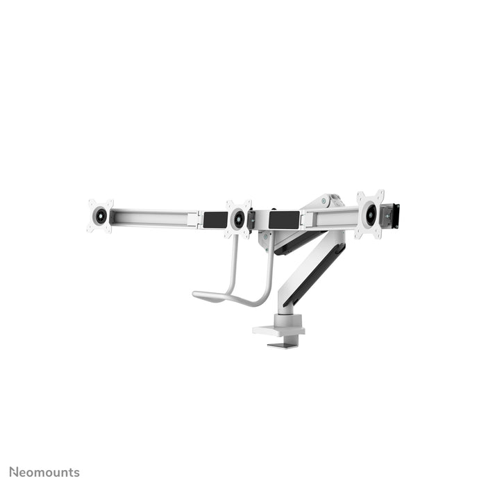 NM-D775DX3WHITE is a gas-suspended desk support with crossbar and lever for flat screens up to 27 inches (68.6 cm).